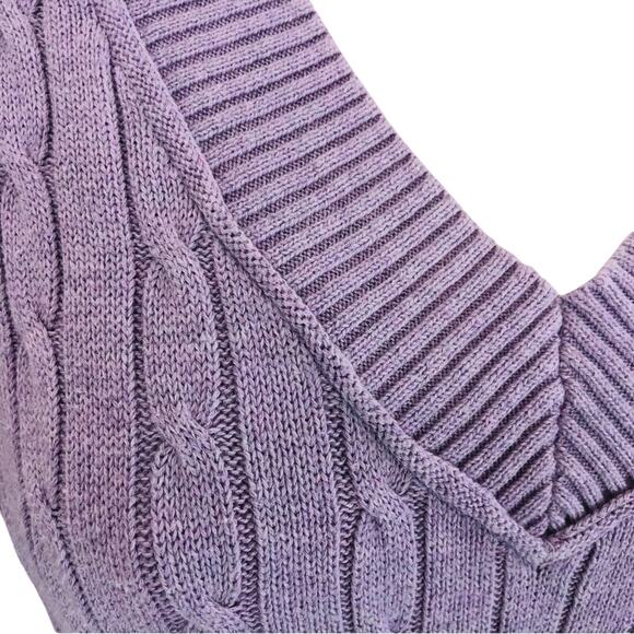 Ann Taylor Loft Lilac Cable Knit V Neck Sweater - Picture 14 of 16